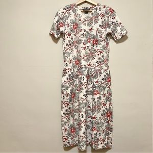COUNTERPARTS Floral Short Sleeve Midi Dress Small